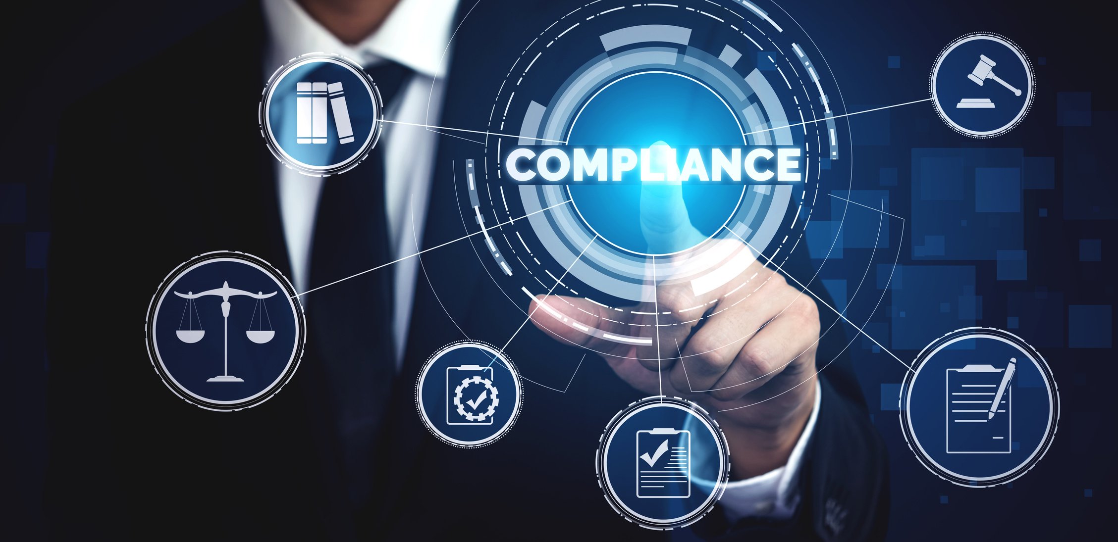 Compliance rule law and regulation graphic interface for business quality policy